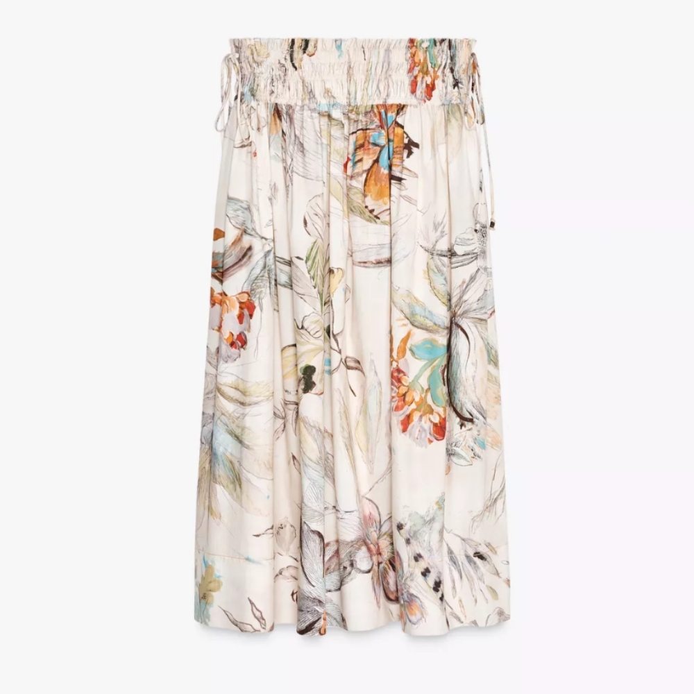 ZARA WOMAN  BNWT Floral Print Skirt. Small. 100% Cotton. SOLD OUT Online